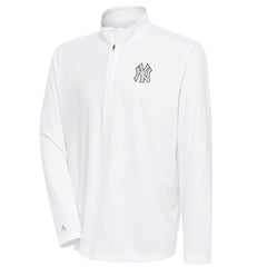 New York Yankees Antigua Metallic Tribute Quarter-Zip Top - White