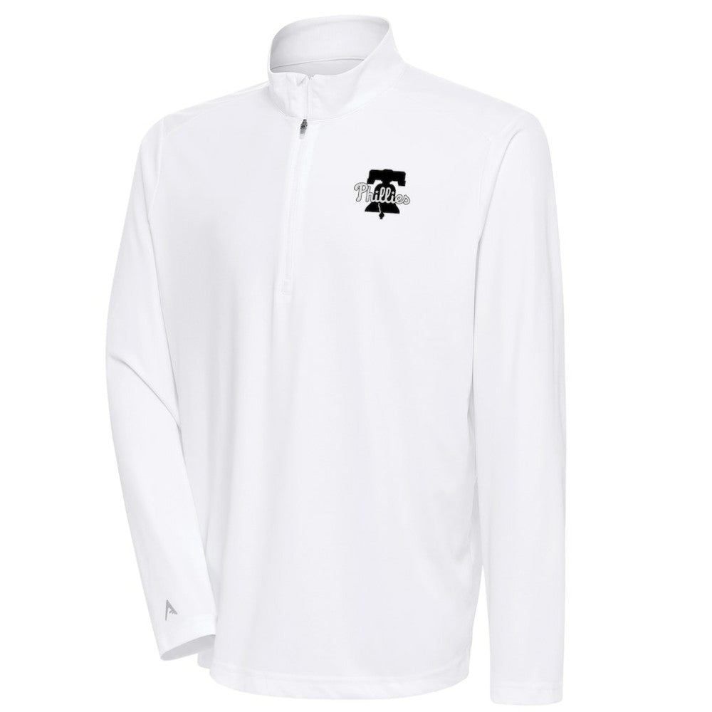 Philadelphia Phillies Antigua Metallic Tribute Quarter-Zip Top - White