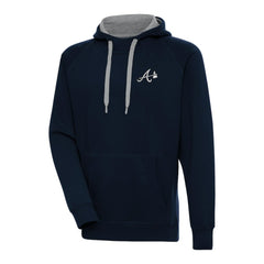 Atlanta Braves Antigua Metallic Victory Pullover Hoodie - Navy