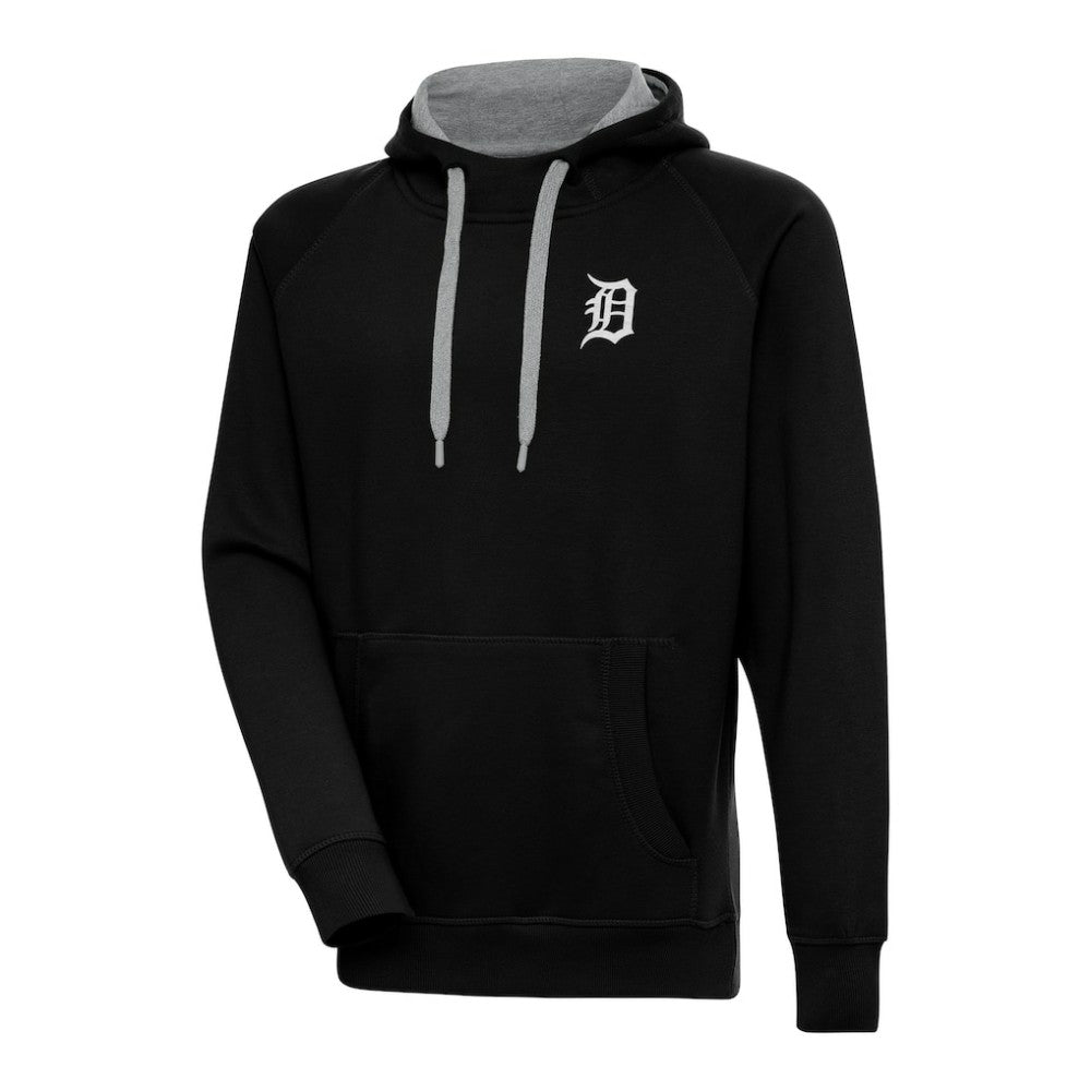 Detroit Tigers Antigua Metallic Victory Pullover Hoodie - Black