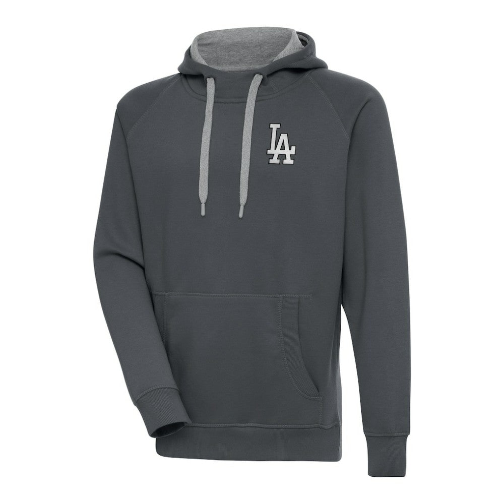 Los Angeles Dodgers Antigua Metallic Victory Pullover Hoodie - Charcoal