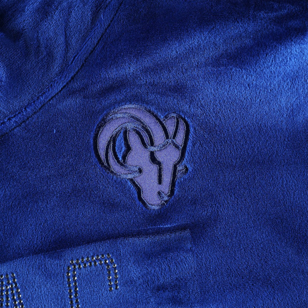 NFL Los Angeles Rams DKNY Sport Women's Deliliah Rhinestone Funnel Neck Pullover Sweatshirt