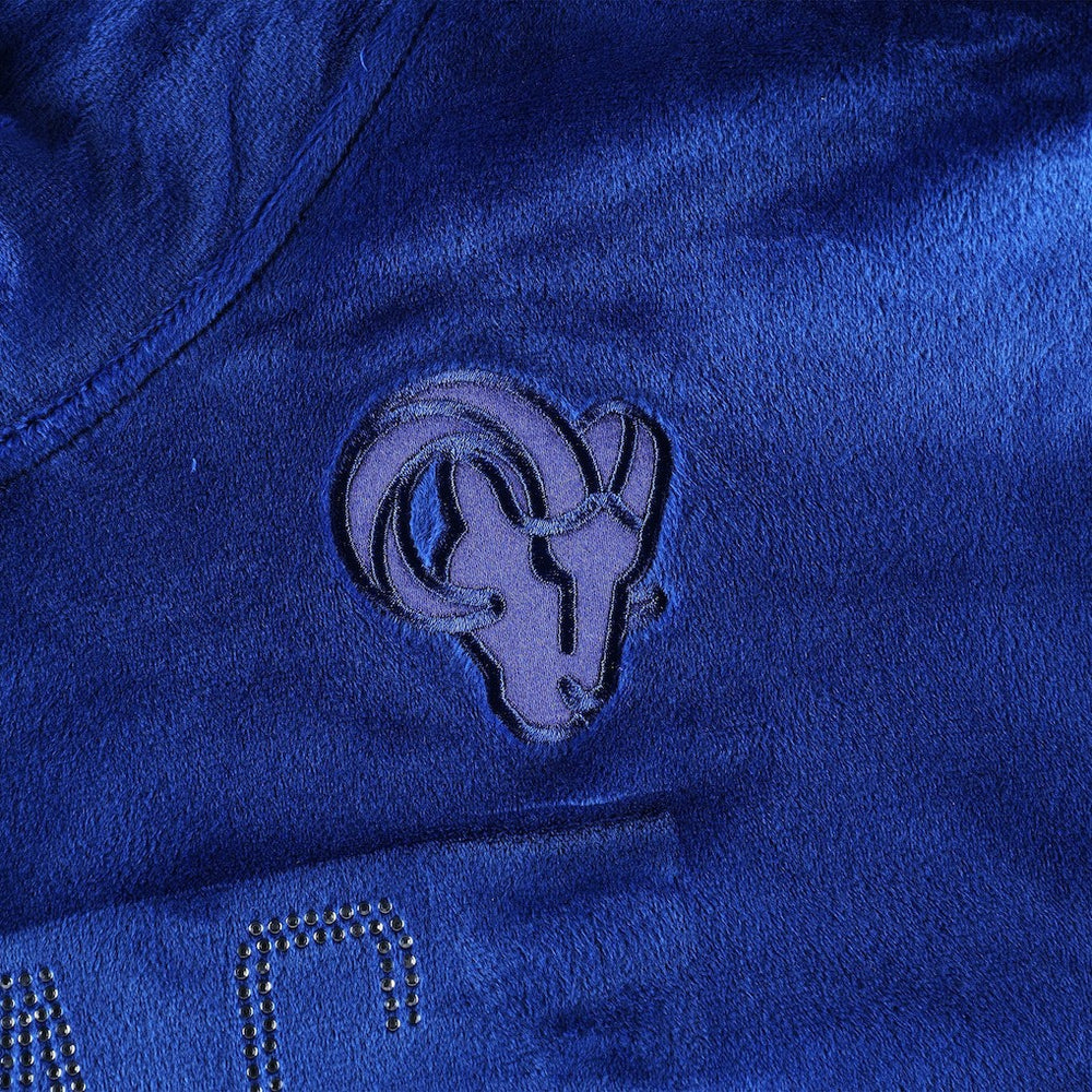 NFL Los Angeles Rams DKNY Sport Women's Deliliah Rhinestone Funnel Neck Pullover Sweatshirt