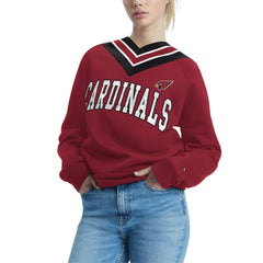 NFL Arizona Cardinals Tommy Hilfiger Women's Heidi V-Neck Pullover Sweatshirt