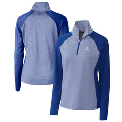 Atlanta Braves Cutter & Buck Women's DryTec Forge Tonal Stripe Half-Zip Top - Royal