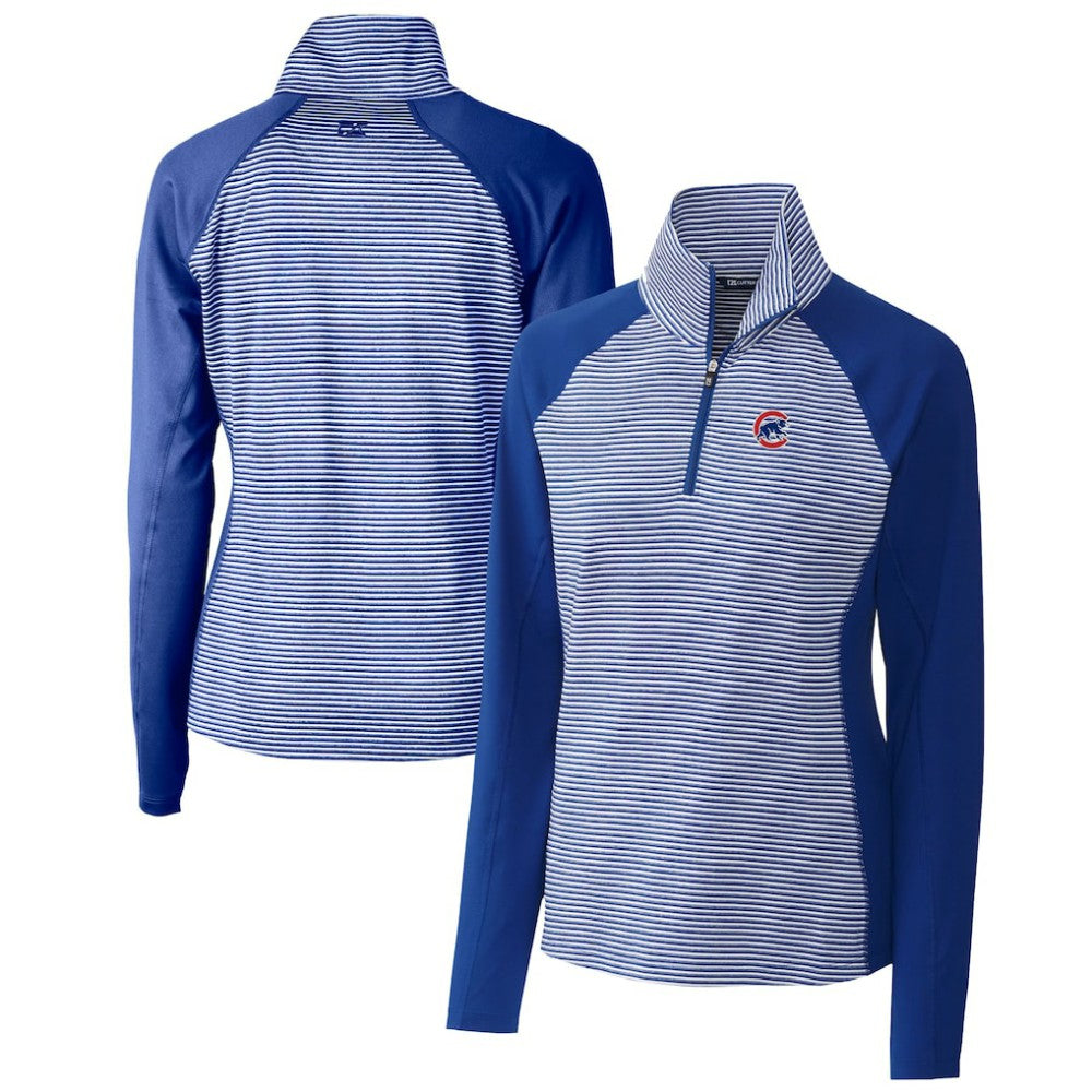 Chicago Cubs Cutter & Buck Women's DryTec Forge Tonal Stripe Half-Zip Top - Royal