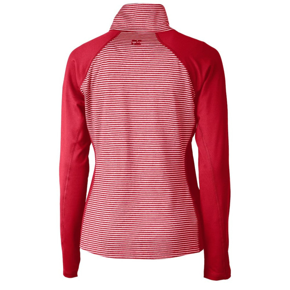 St. Louis Cardinals Cutter & Buck Women's DryTec Forge Tonal Stripe Half-Zip Top - Red