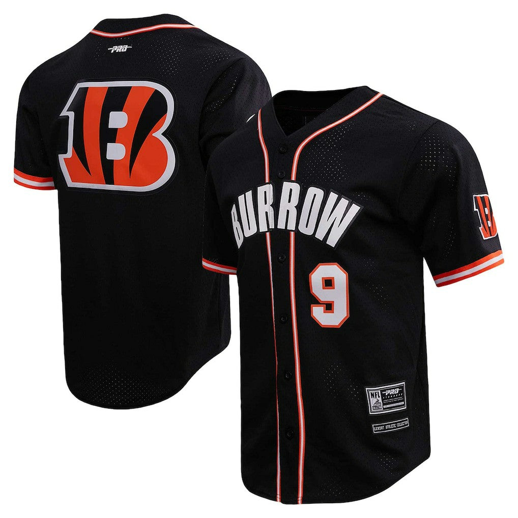 NFL Cincinnati Bengals Joe Burrow  Pro Standard Mesh Baseball Button-Up T-Shirt