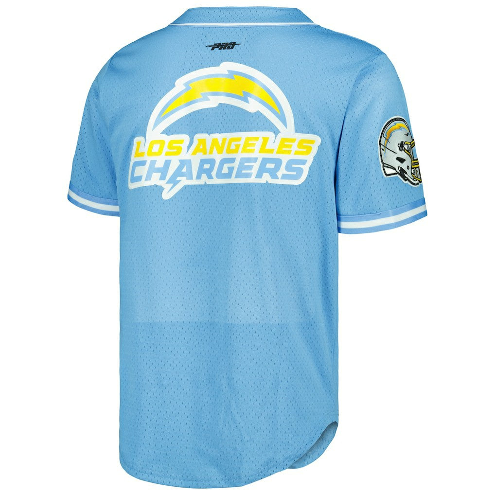 NFL Los Angeles Chargers Justin Herbert  Pro Standard Mesh Baseball Button-Up T-Shirt
