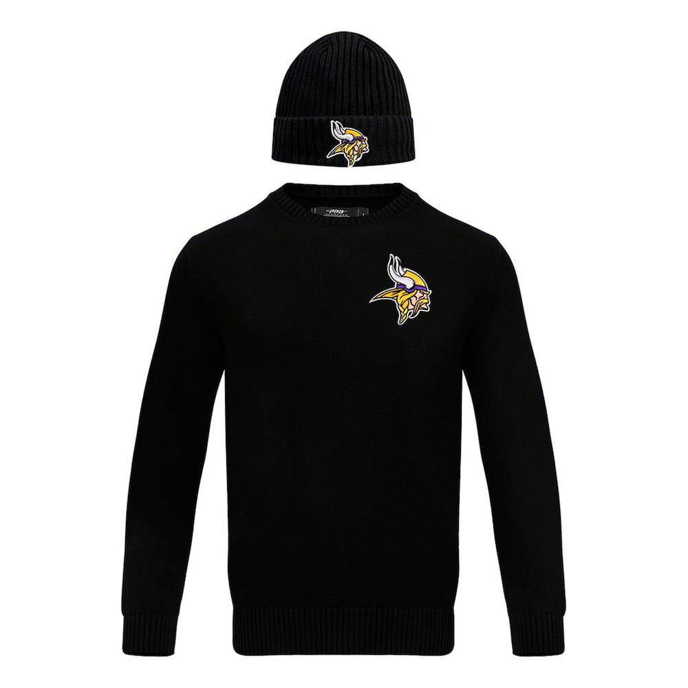 NFL Minnesota Vikings Pro Standard Crewneck Pullover Sweater & Cuffed Knit Hat Box Gift Set