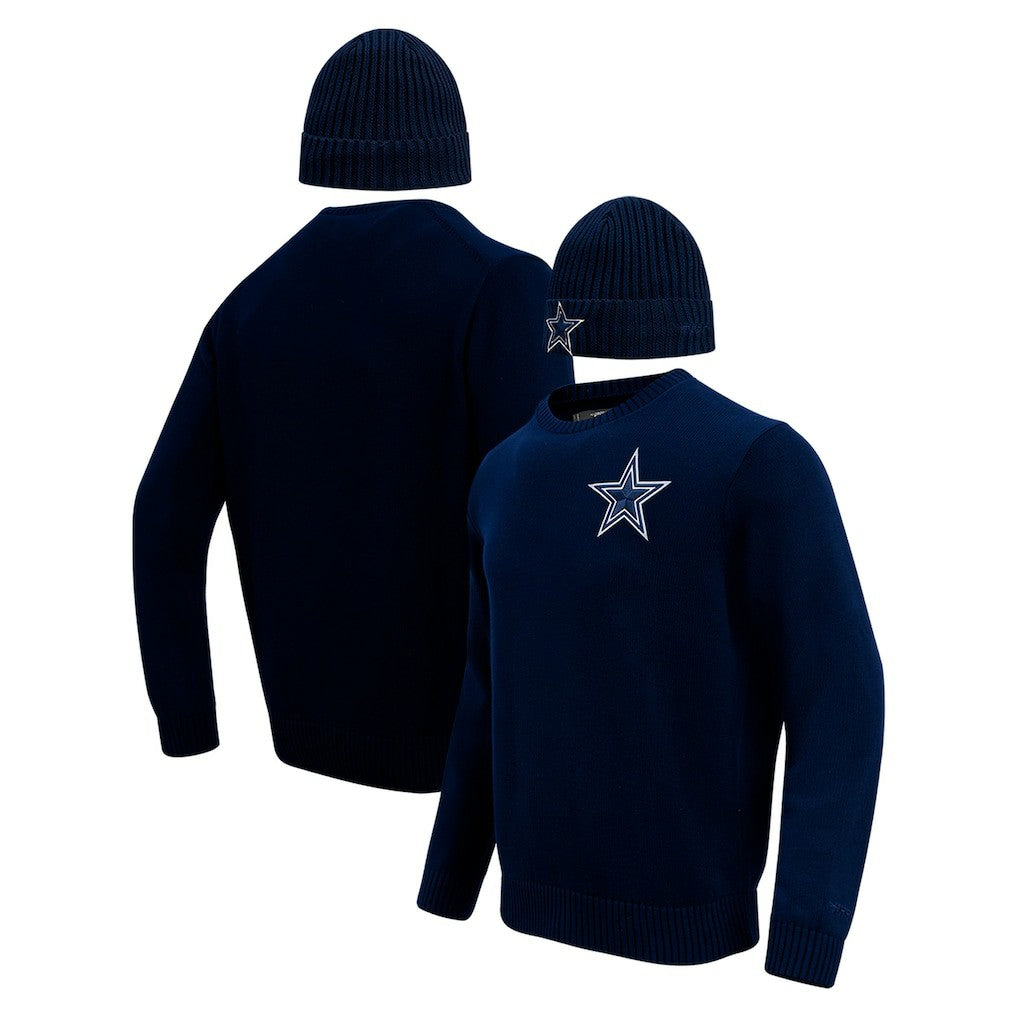 NFL Dallas Cowboys Pro Standard Crewneck Pullover Sweater & Cuffed Knit Hat Box Gift Set