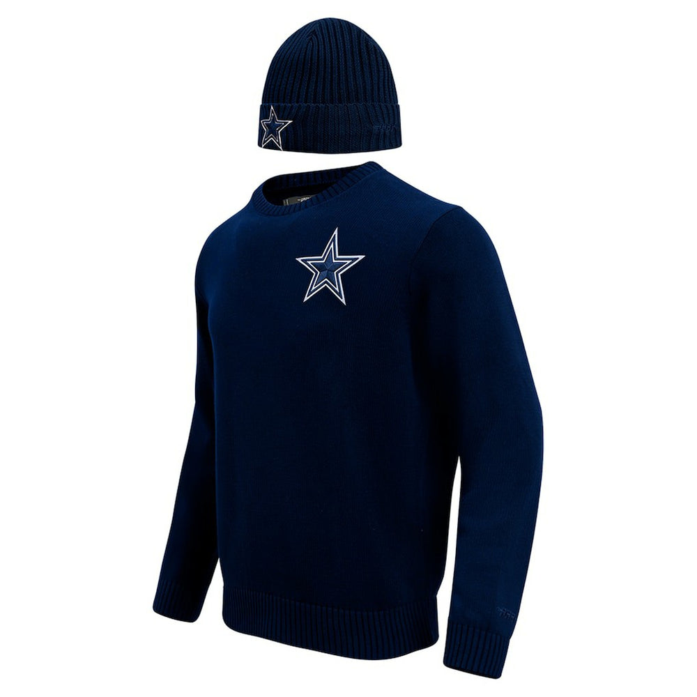 NFL Dallas Cowboys Pro Standard Crewneck Pullover Sweater & Cuffed Knit Hat Box Gift Set