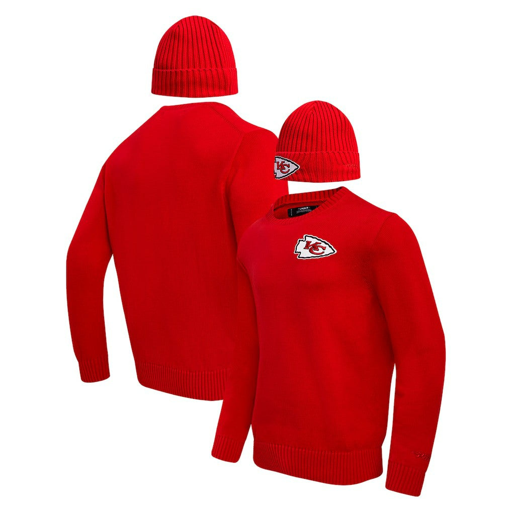 NFL Kansas City Chiefs Pro Standard Crewneck Pullover Sweater & Cuffed Knit Hat Box Gift Set