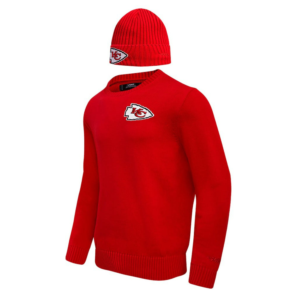 NFL Kansas City Chiefs Pro Standard Crewneck Pullover Sweater & Cuffed Knit Hat Box Gift Set