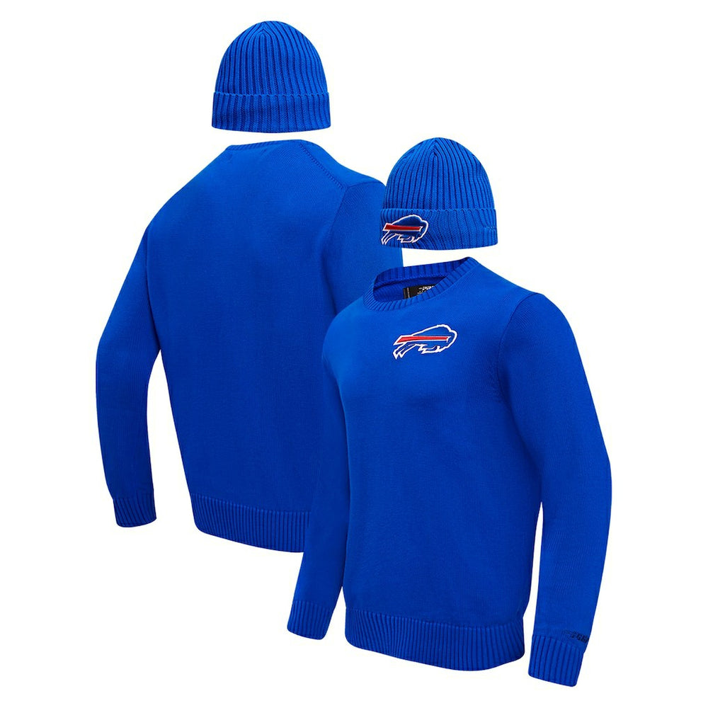NFL Buffalo Bills Pro Standard Crewneck Pullover Sweater & Cuffed Knit Hat Box Gift Set