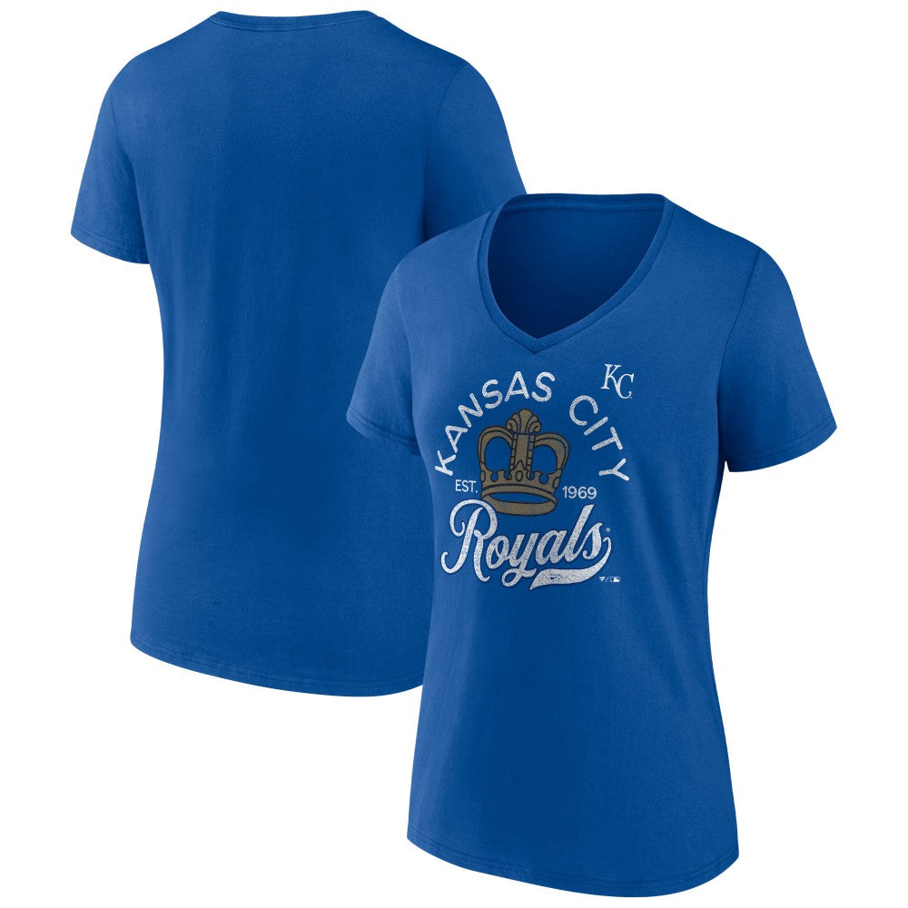 Kansas City Royals Women's Hometown Retro Crown V-Neck T-Shirt - Royal