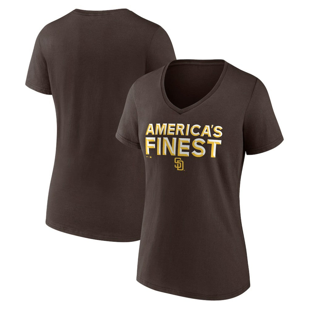 San Diego Padres Women's Hometown 619 Beisbol V-Neck T-Shirt - Brown