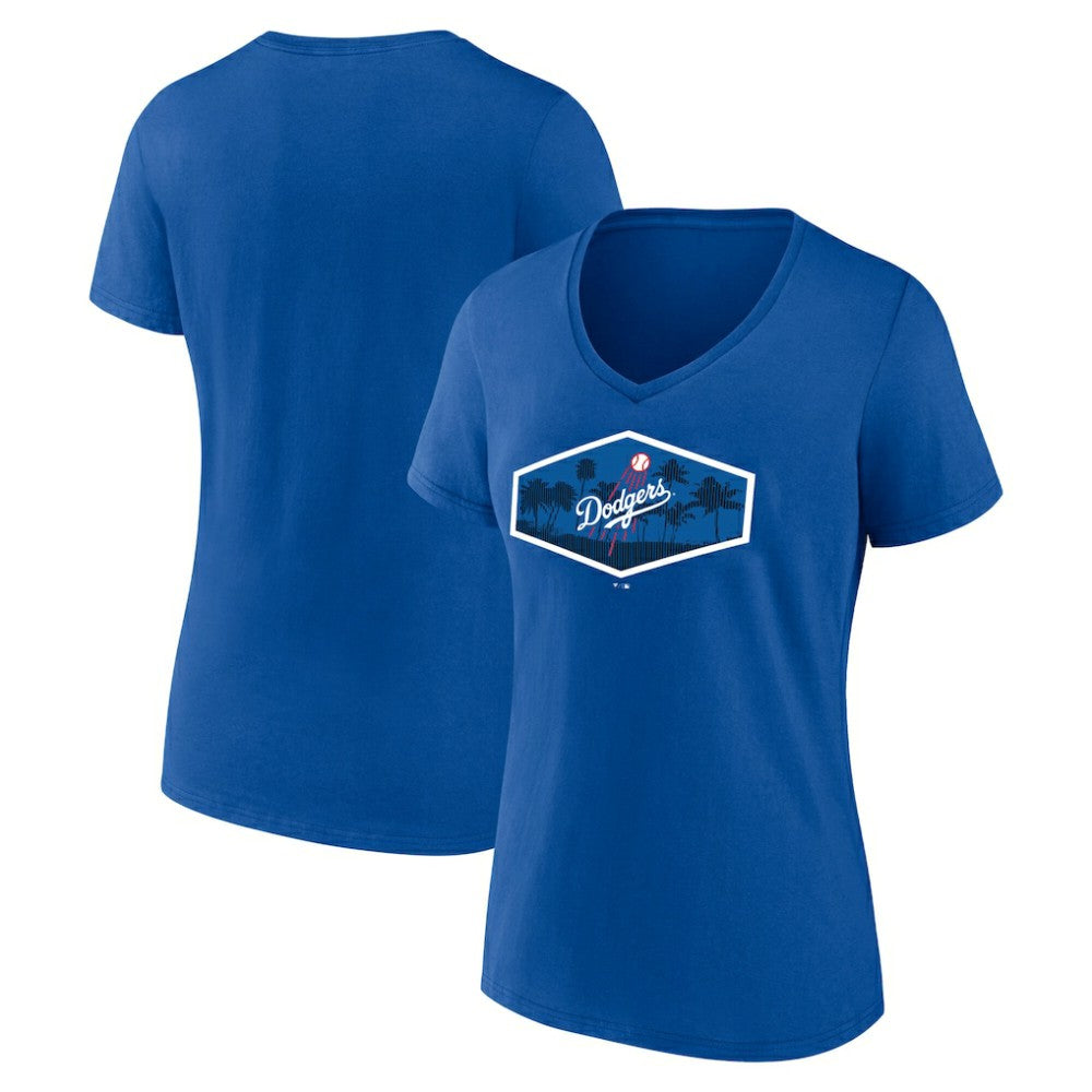 Los Angeles Dodgers Women's Hometown Scoreboard V-Neck T-Shirt - Royal