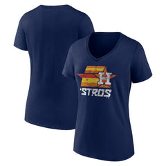 Houston Astros Women's Hometown Throwback Stros V-Neck T-Shirt - Navy