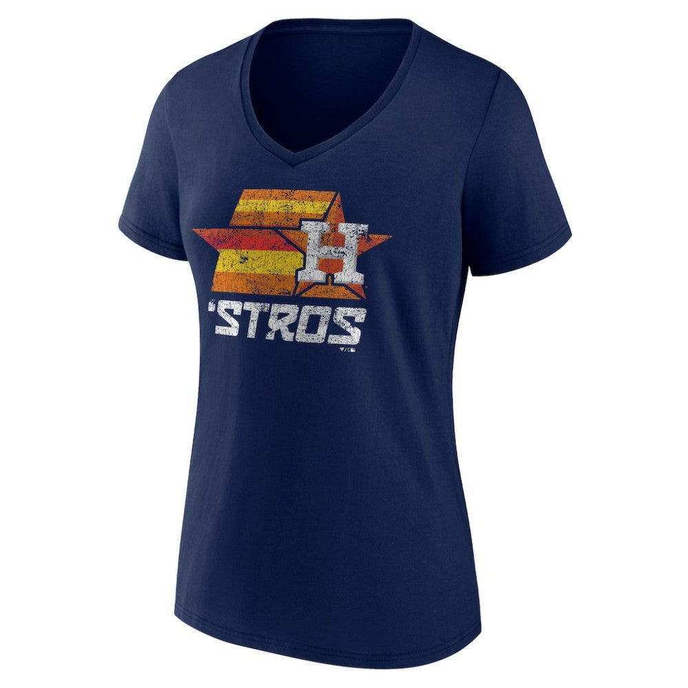 Houston Astros Women's Hometown Throwback Stros V-Neck T-Shirt - Navy