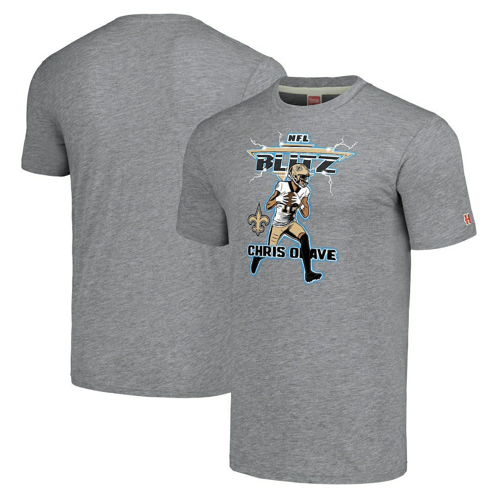 NFL New Orleans Saints Chris Olave  Homage Unisex NFL Blitz Player Tri-Blend T-Shirt