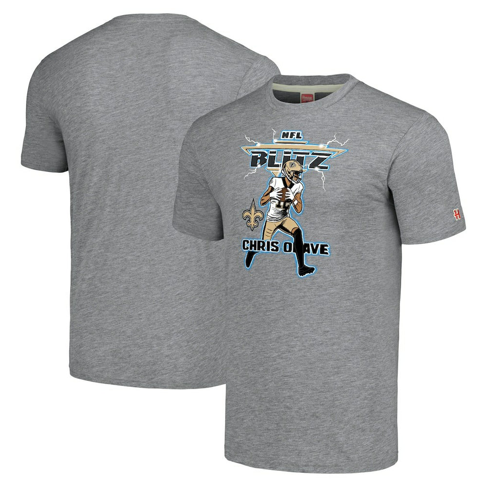 NFL New Orleans Saints Chris Olave  Homage Unisex NFL Blitz Player Tri-Blend T-Shirt