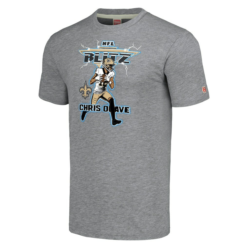 NFL New Orleans Saints Chris Olave  Homage Unisex NFL Blitz Player Tri-Blend T-Shirt