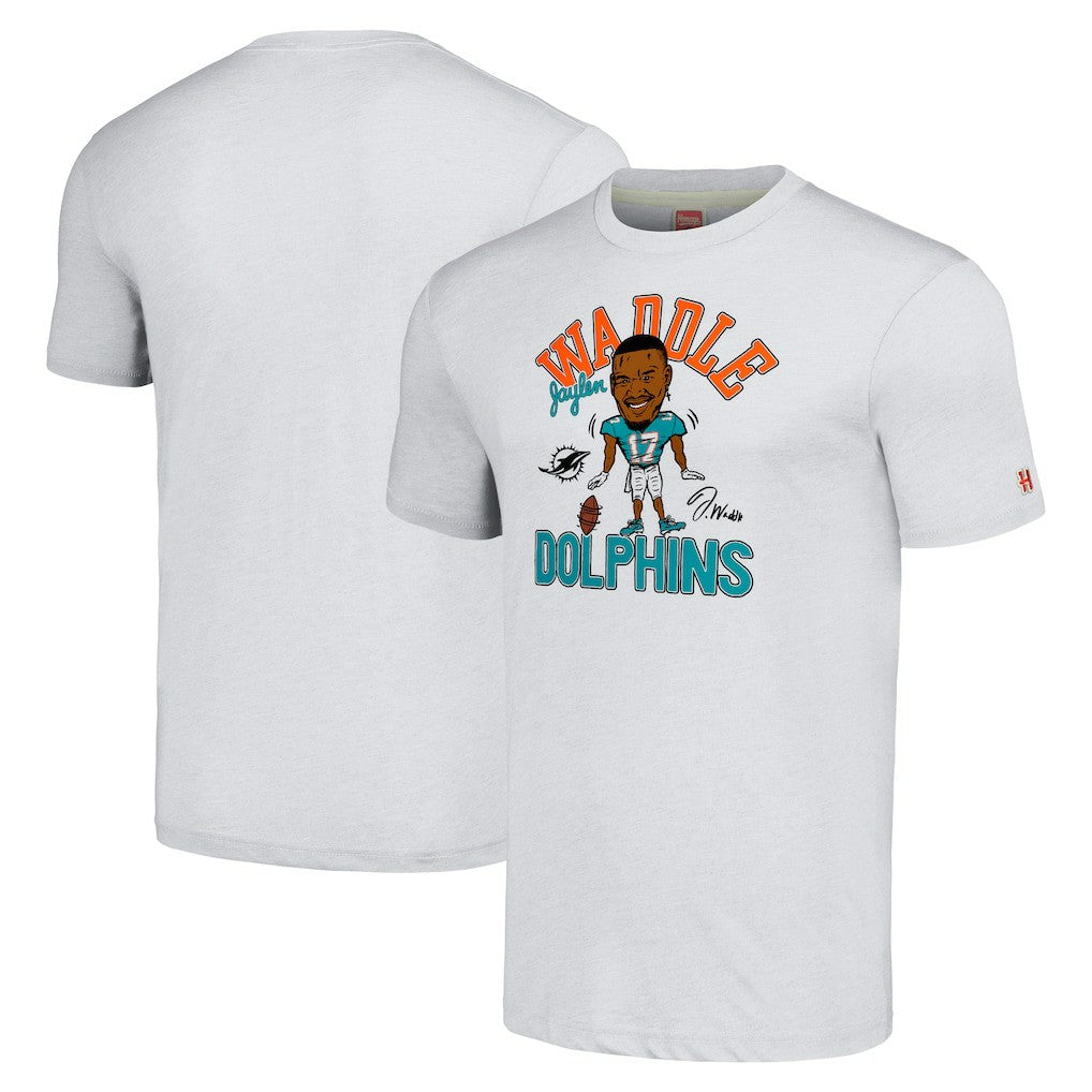 NFL Miami Dolphins Jaylen Waddle  Homage Unisex Caricature Player Tri-Blend T-Shirt