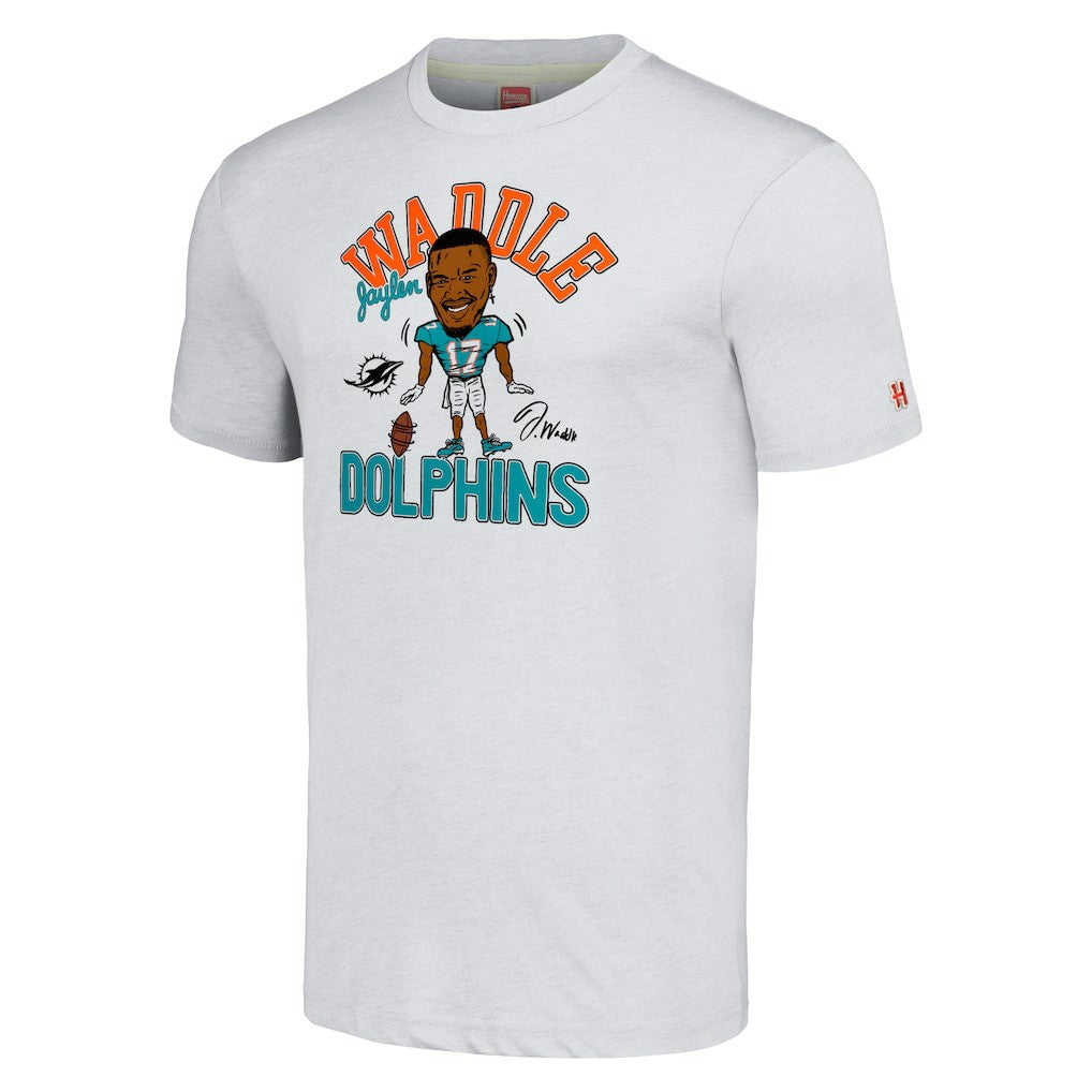 NFL Miami Dolphins Jaylen Waddle  Homage Unisex Caricature Player Tri-Blend T-Shirt