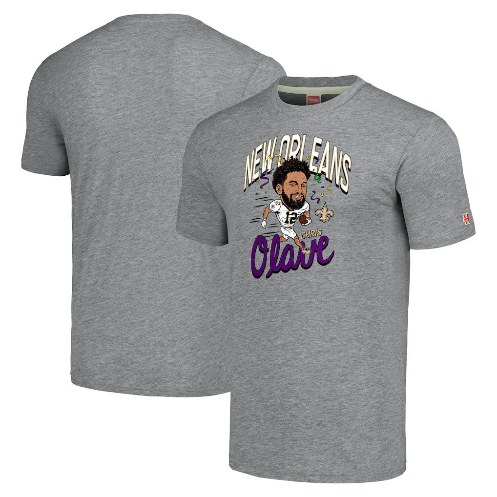 NFL New Orleans Saints Chris Olave  Homage Unisex Caricature Player Tri-Blend T-Shirt
