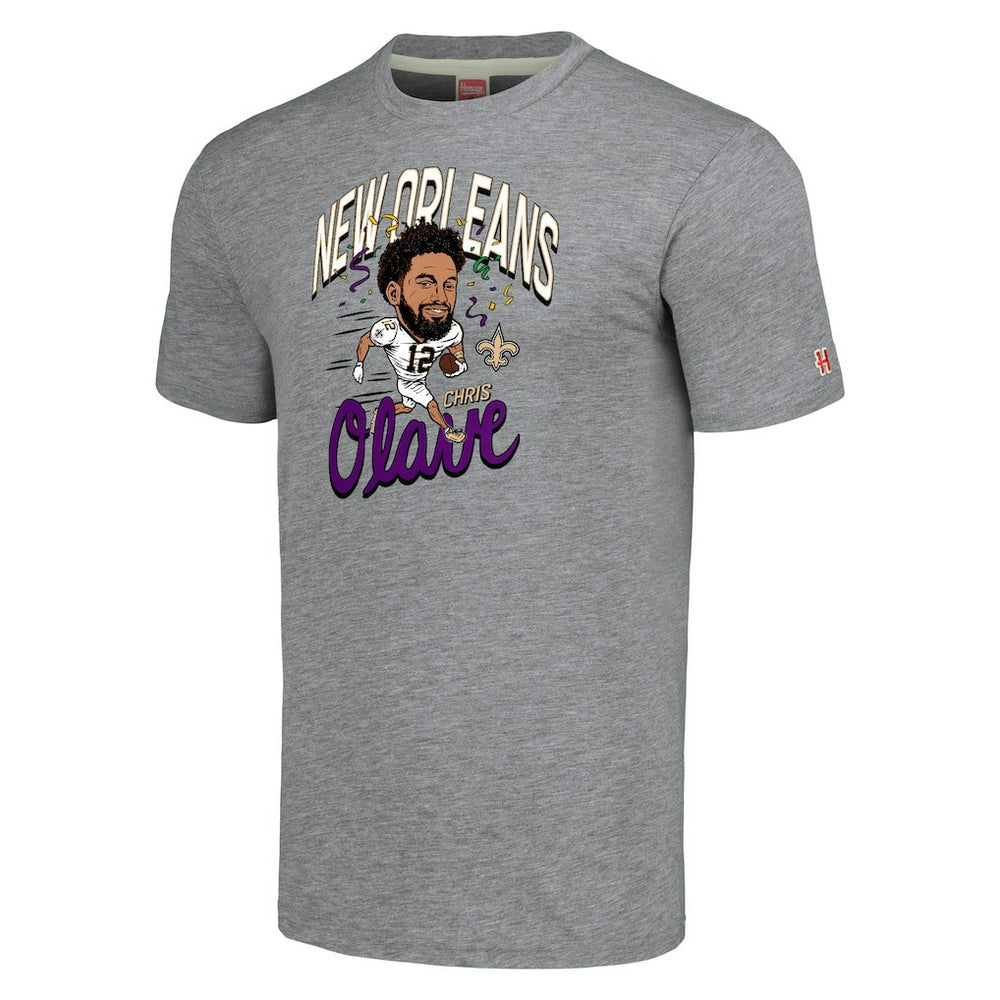 NFL New Orleans Saints Chris Olave  Homage Unisex Caricature Player Tri-Blend T-Shirt