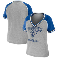 NFL Indianapolis Colts WEAR by Erin Andrews Women's Cropped Raglan Throwback V-Neck T-Shirt