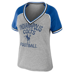 NFL Indianapolis Colts WEAR by Erin Andrews Women's Cropped Raglan Throwback V-Neck T-Shirt