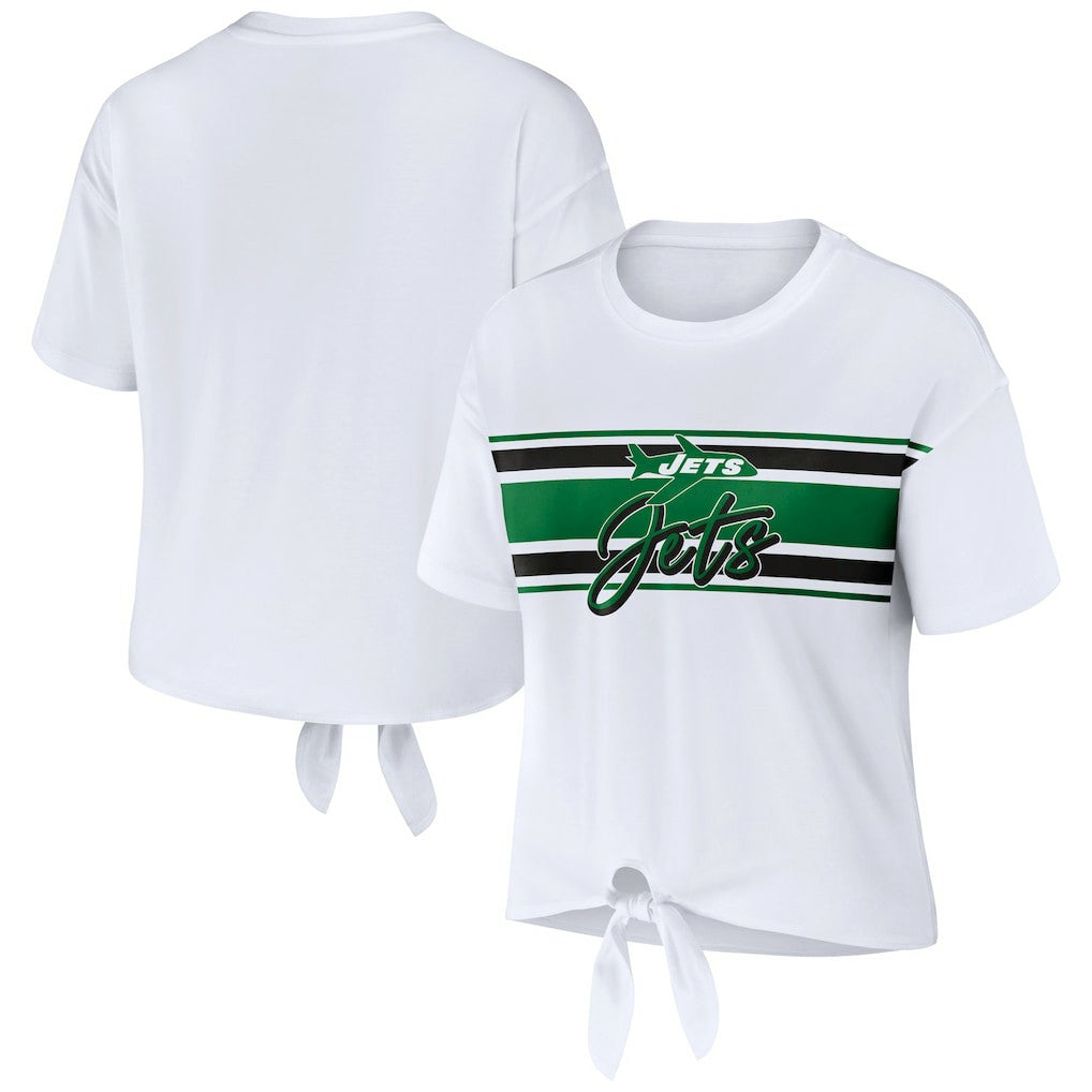 NFL New York Jets WEAR by Erin Andrews Women's Front Tie Retro T-Shirt