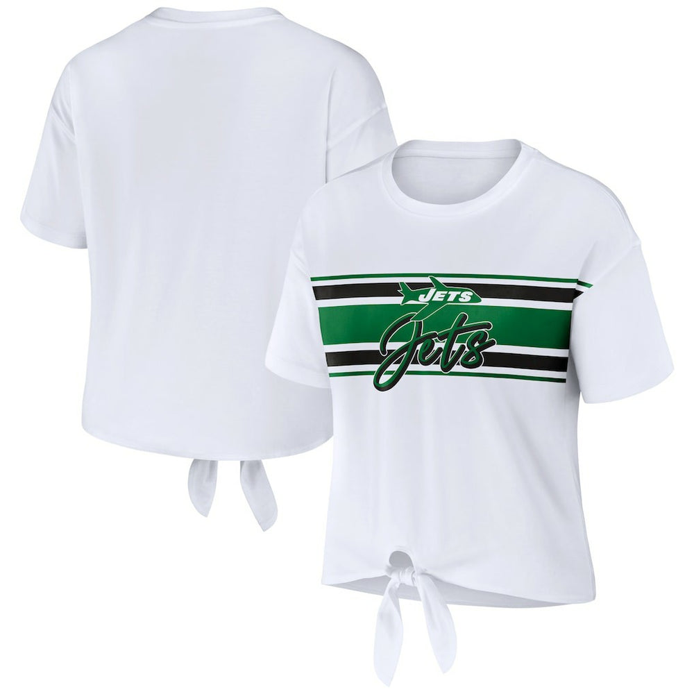 NFL New York Jets WEAR by Erin Andrews Women's Front Tie Retro T-Shirt