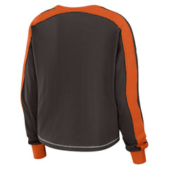 NFL Cleveland Browns WEAR by Erin Andrews Women's Color Block Modest Crop Long Sleeve T-Shirt