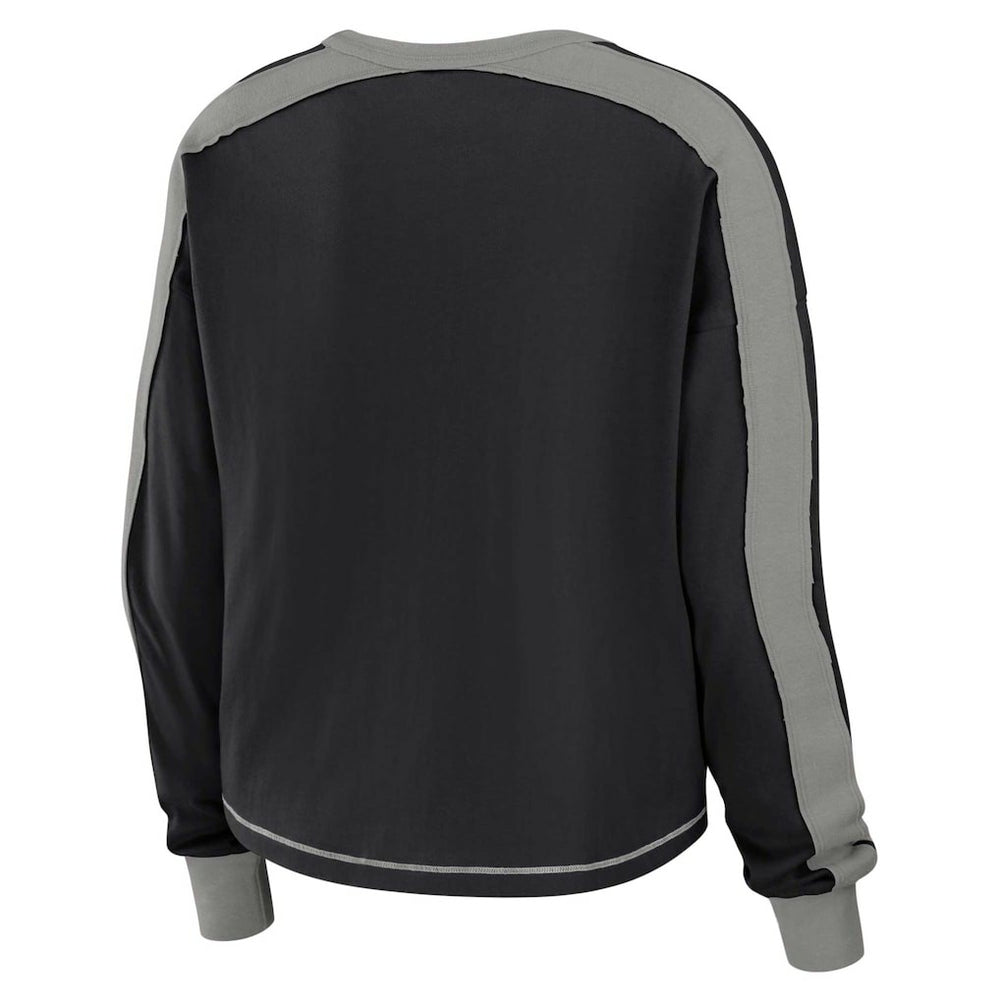 NFL Las Vegas Raiders WEAR by Erin Andrews Women's Color Block Modest Crop Long Sleeve T-Shirt