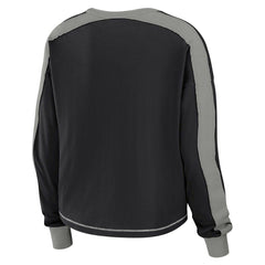 NFL Las Vegas Raiders WEAR by Erin Andrews Women's Color Block Modest Crop Long Sleeve T-Shirt