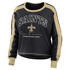 NFL New Orleans Saints WEAR by Erin Andrews Women's Color Block Modest Crop Long Sleeve T-Shirt