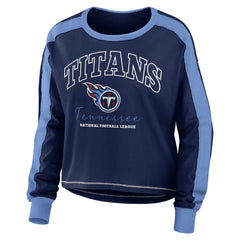 NFL Tennessee Titans WEAR by Erin Andrews Women's Color Block Modest Crop Long Sleeve T-Shirt