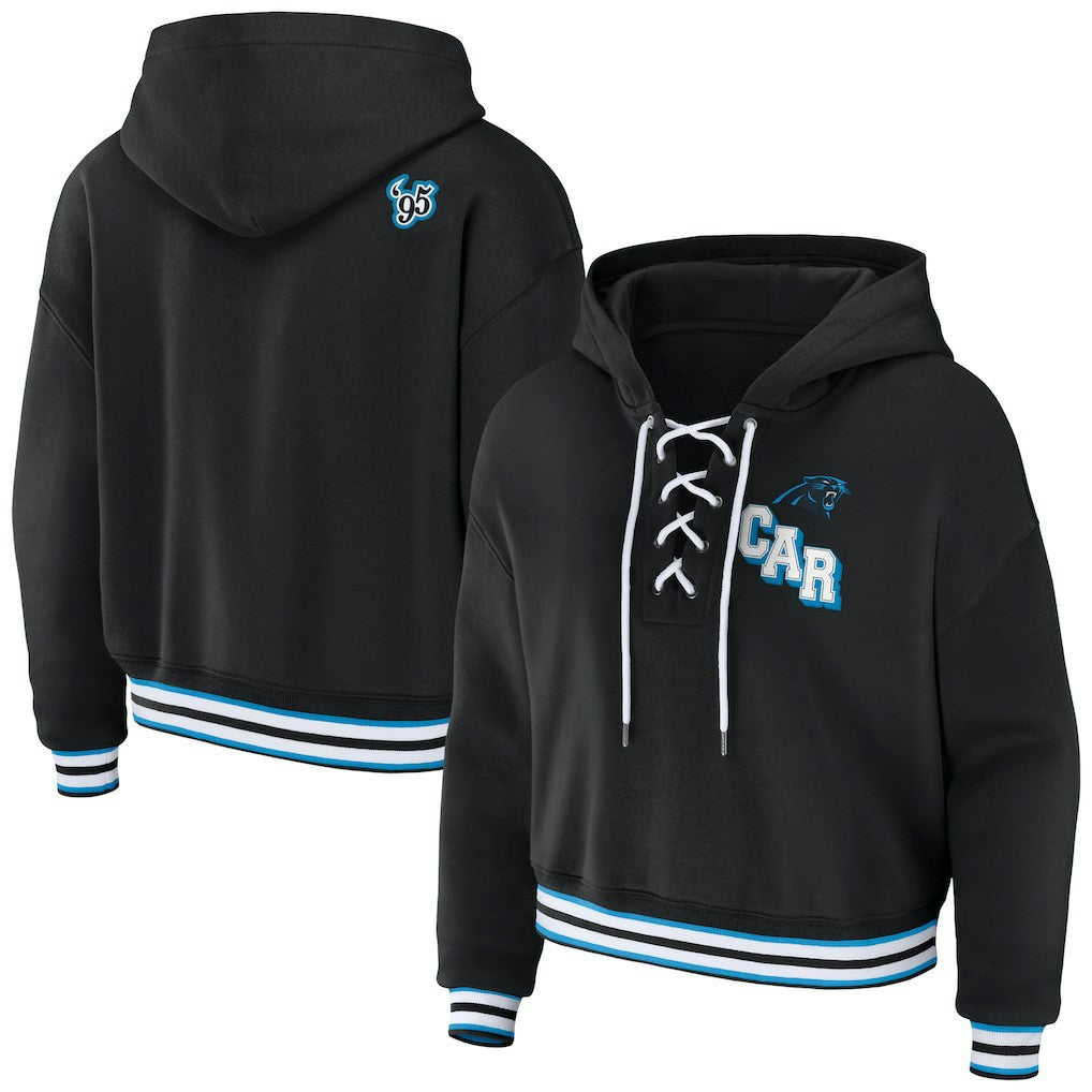 NFL Carolina Panthers WEAR by Erin Andrews Women's Lace-Up Pullover Hoodie