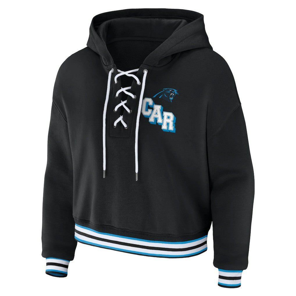 NFL Carolina Panthers WEAR by Erin Andrews Women's Lace-Up Pullover Hoodie