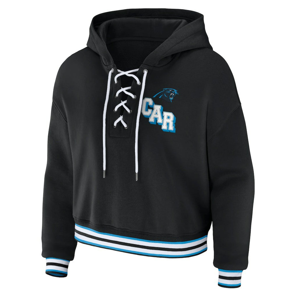 NFL Carolina Panthers WEAR by Erin Andrews Women's Lace-Up Pullover Hoodie