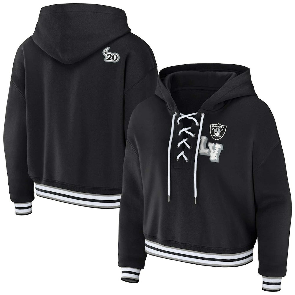 NFL Las Vegas Raiders WEAR by Erin Andrews Women's Lace-Up Pullover Hoodie
