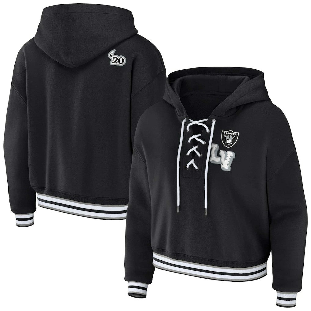 NFL Las Vegas Raiders WEAR by Erin Andrews Women's Lace-Up Pullover Hoodie
