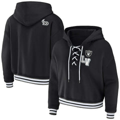 NFL Las Vegas Raiders WEAR by Erin Andrews Women's Lace-Up Pullover Hoodie