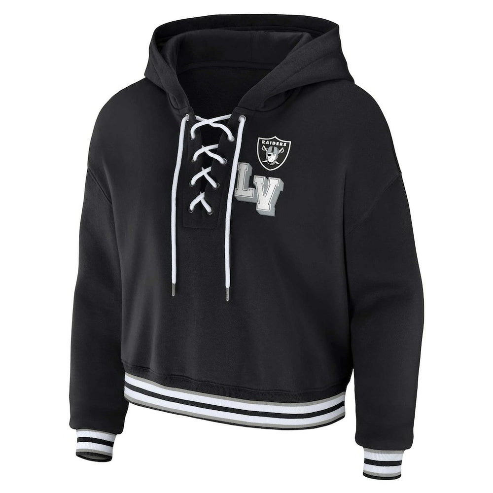 NFL Las Vegas Raiders WEAR by Erin Andrews Women's Lace-Up Pullover Hoodie