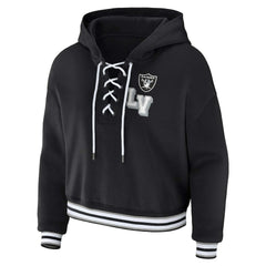 NFL Las Vegas Raiders WEAR by Erin Andrews Women's Lace-Up Pullover Hoodie