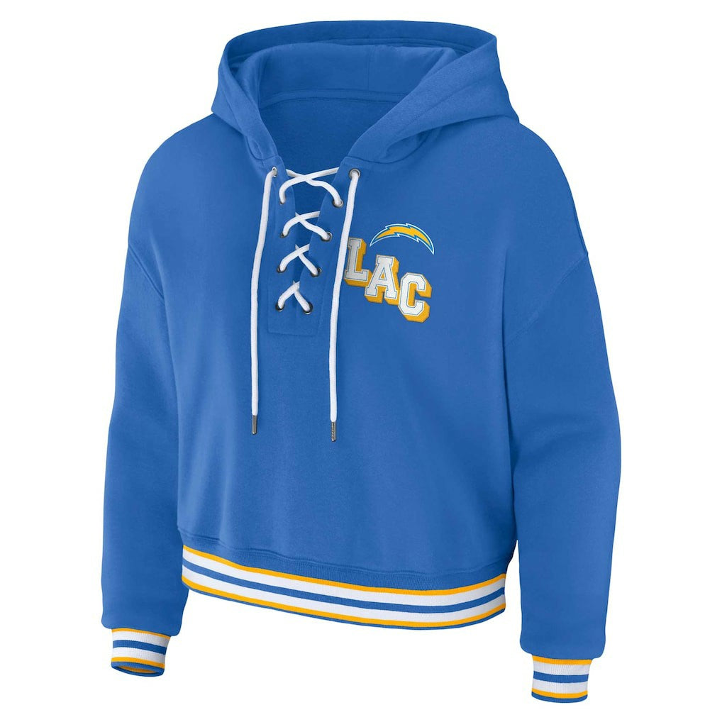 NFL Los Angeles Chargers WEAR by Erin Andrews Women's Lace-Up Pullover Hoodie