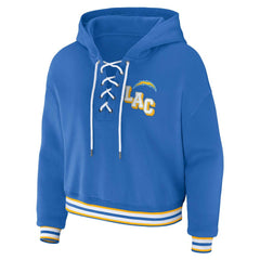 NFL Los Angeles Chargers WEAR by Erin Andrews Women's Lace-Up Pullover Hoodie